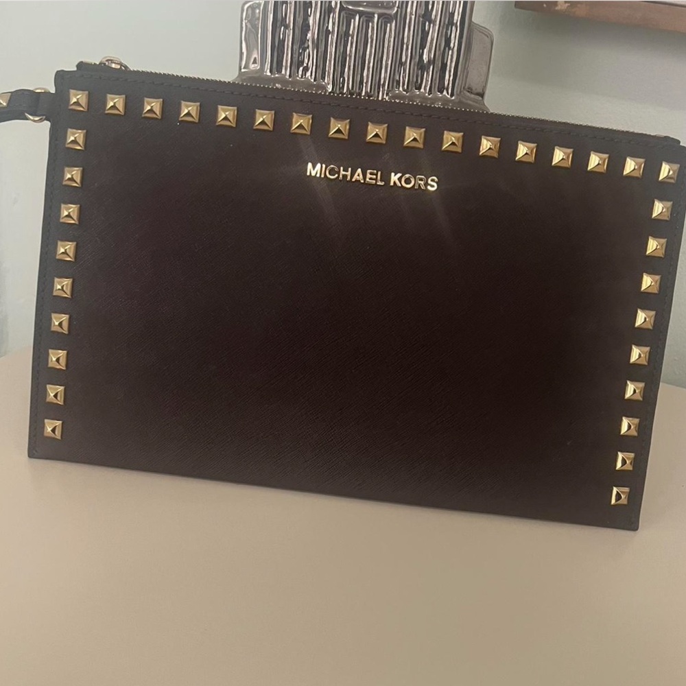 Michael Kors Black and Gold Studded Men's Clutch